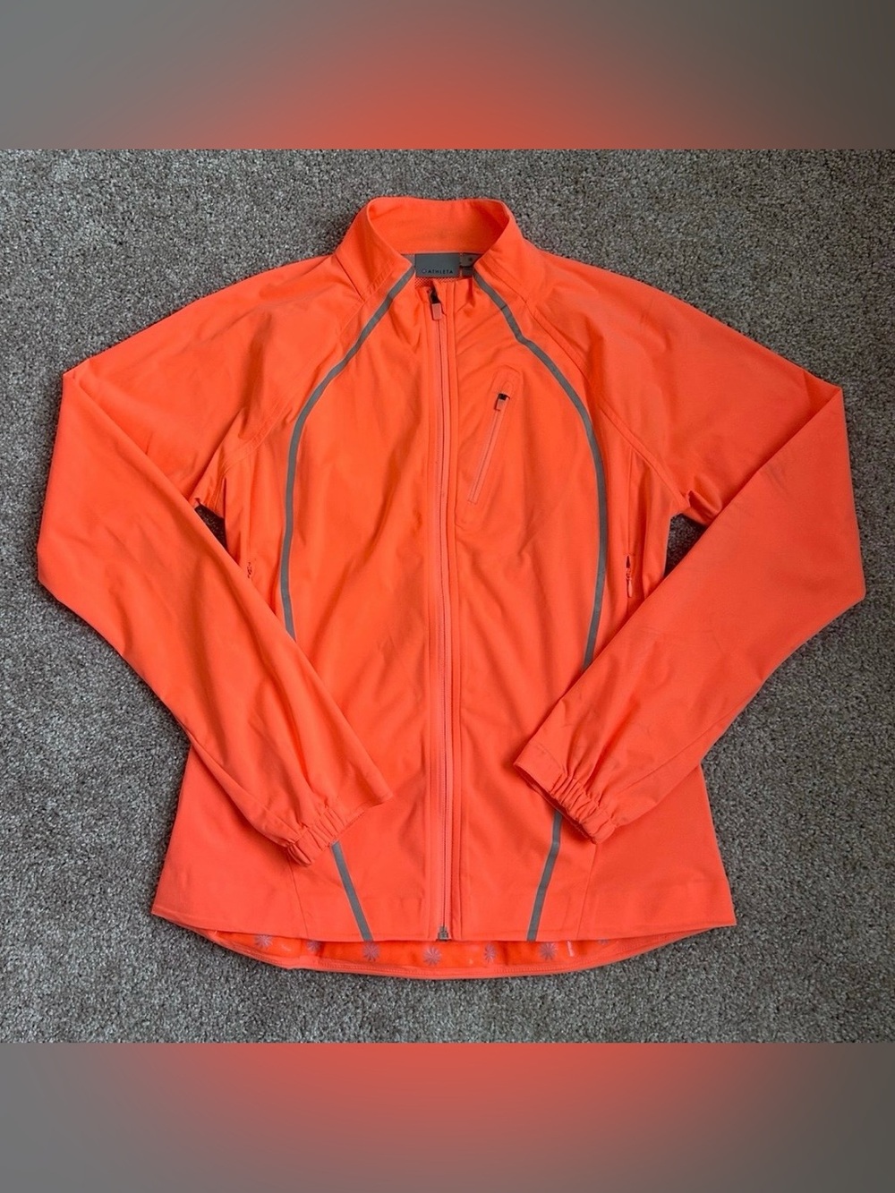 Athleta Women’s Small Orange Zip Reflective Cycling Running Windbreaker Jacket
